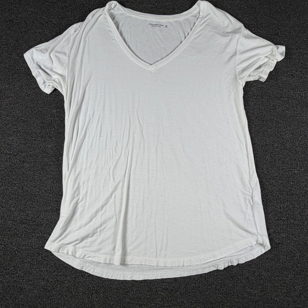 Abercrombie & Fitch T-Shirt Womens XL Soft A&F Drapey White V-Neck EUC